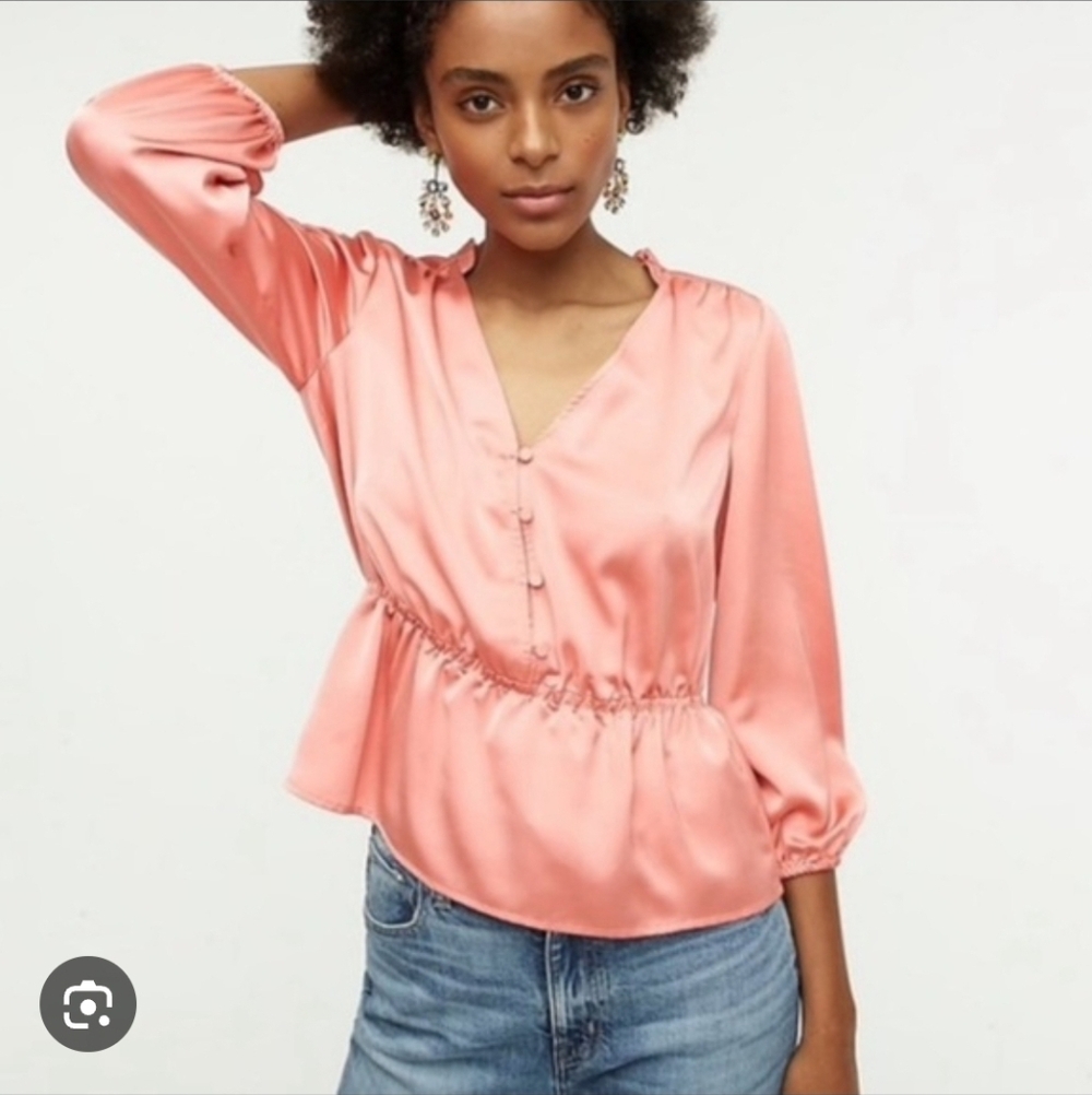 J. Crew Peplum Blouse 6 Tall Salmon Style AD321